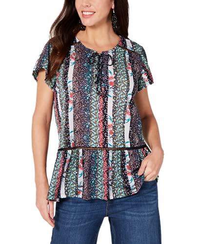Printed Ruffled Peasant Top